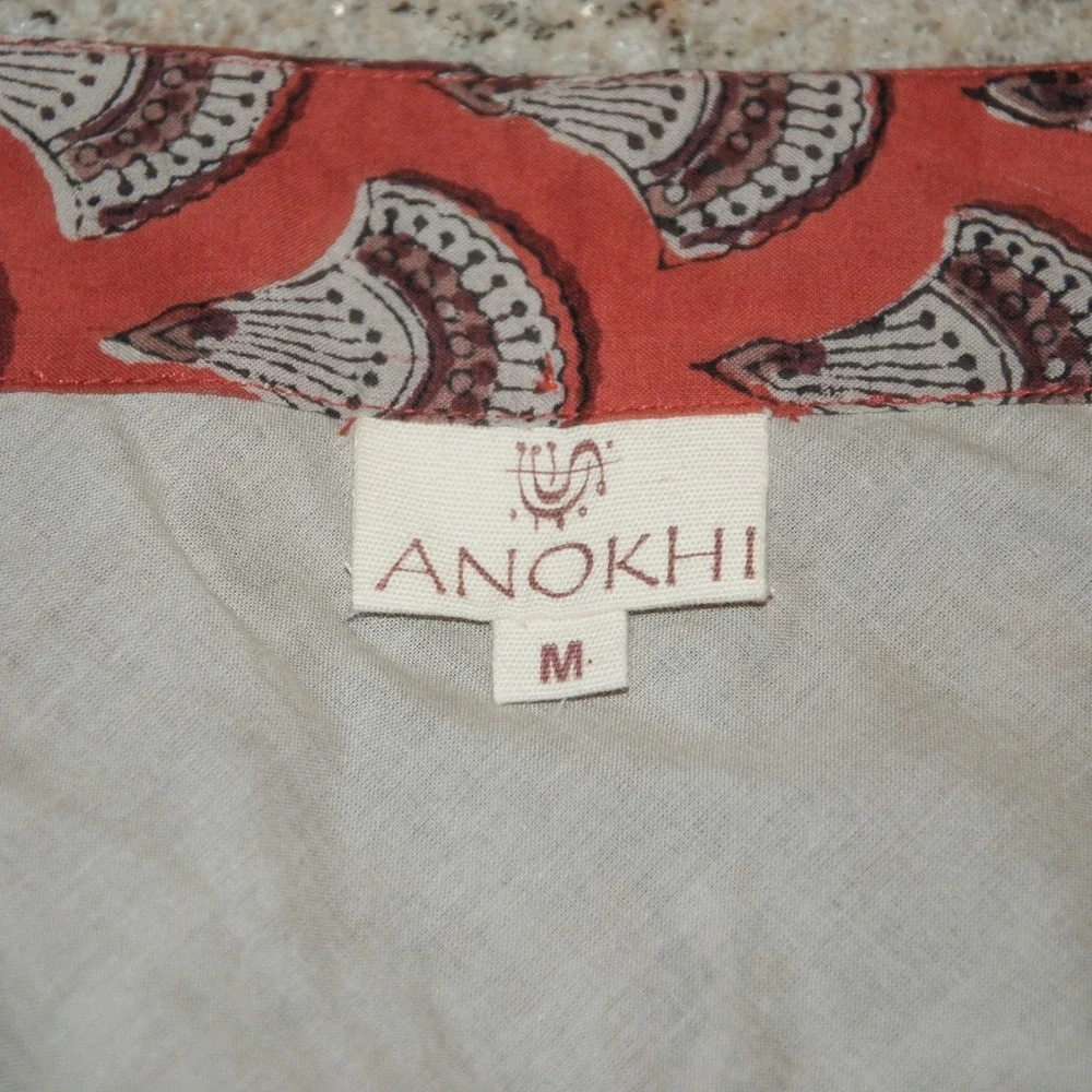ANOKHI Women's Medium Lined Skirt 100% Cotton Rust Boho Hippie Chic - Picture 5 of 10